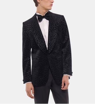 Veste de smoking en velours à motif - Fursac - Noir