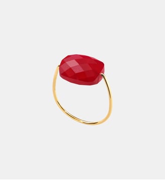 Bague or jaune coussin quartz rouge Morganne Bello