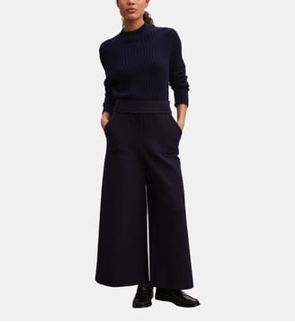 Pantalon ample 7/8 en coton - Bompard - Bleu marine