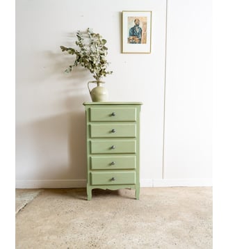 Chiffonnier en bois vert Valery N°75- Produit chiné - Debongout - Vert