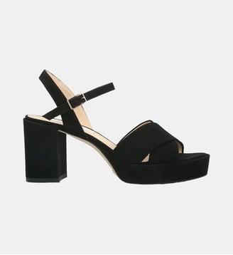 Sandale compense vital - cuir velours - Charles Kammer - Noir