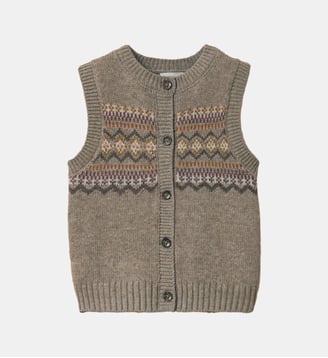 Cardigan jacquard sans manches Fille - Cyrillus - Beige