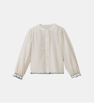 Blouse brodée Fille - Cyrillus - Pois bleu