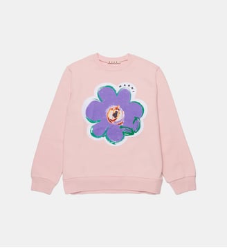 Sweat-shirt à col rond avec maxi fleur - Marni - Rose