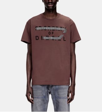 T-shirt classique avec appliqué D - Diesel - Marron