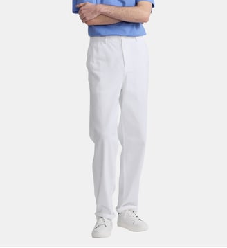 pantalon en chevron de coton blanc - Agnès b. - Blanc