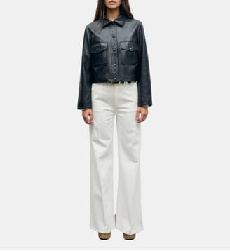 Veste courte en cuir vieilli - PETRA - Gerard Darel - Noir