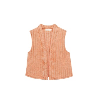 Gilet sans col uni VIVIE - La Petite Etoile - Orange