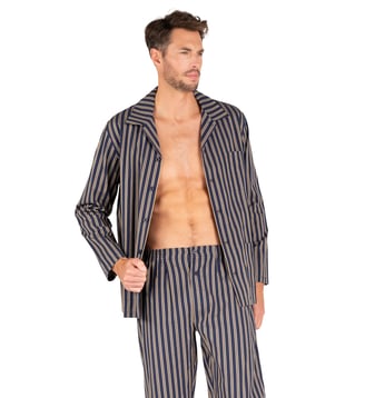 Pyjama long droit POPELINE - Eminence - Marine