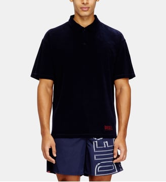 Chemise polo en coton éponge - Diesel - Bleu