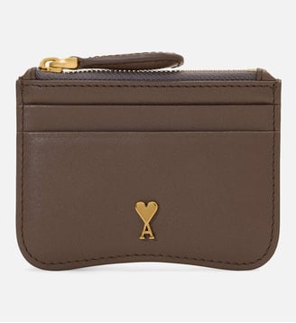Porte-cartes Paris Paris zippé unisexe en cuir de vachette - AMI Paris - Truffe