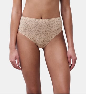 Culotte taille haute échancrée seconde peau - Chantelle - Norah nude print