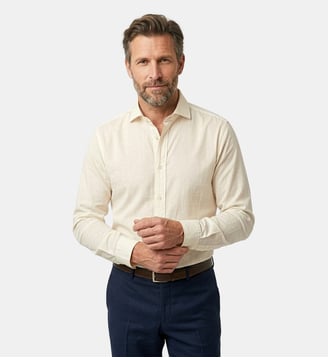 Chemise écru en voile de coton coupe droite - Atelier Privé - Jaune et écru