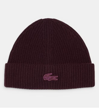 Bonnet laine mérinos crocodile métallisé - Lacoste - Marron