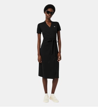 Robe polo portefeuille mini Piqué stretch - Lacoste - Noir