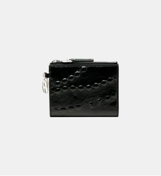 Portefeuille bi-fold en cuir avec motif chaîne embossé - Diesel - Noir
