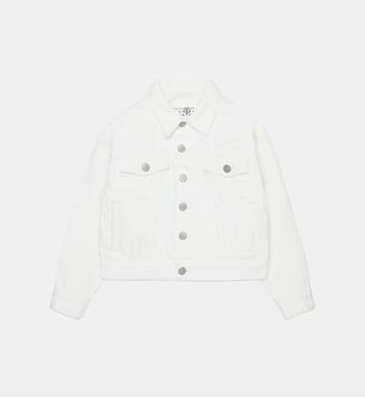 Veste en denim avec logo imprimé - MM6 Maison Margiela - Blanc cassé