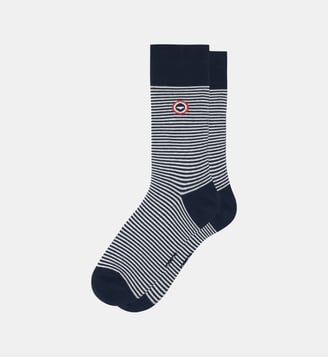 Chaussettes mi-hautes en coton - Le Slip Francais - Blanc et bleu