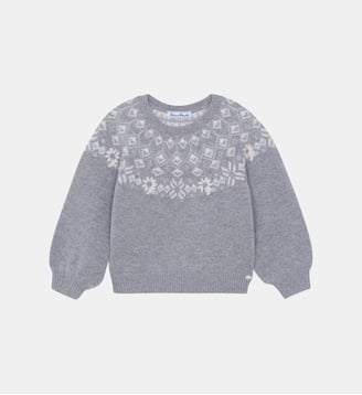 Pull -   laine maille jacquard - Tartine Et Chocolat - Gris clair