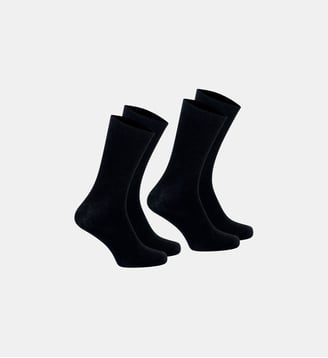 Chaussettes mi- hautes, lot de 2 paires,  COTON PEIGNE - Eminence - Noir