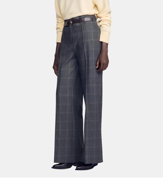 Pantalon droit à carreaux Sandro