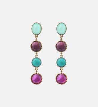 Boucles d'oreilles longues tiges percées   - Louise - Satellite - Bleu