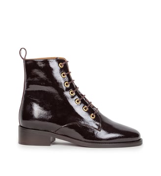 Bottines Plates Doria Cuir Verni Froissé - Bobbies - Noir