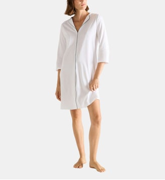 Chemise de nuit courte col v en jersey - Laurence Tavernier - Blanc
