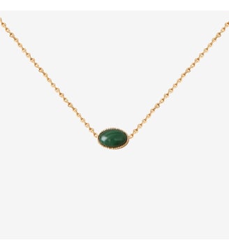 Collier doré rhodochrosite - CAB OVALE Caroline Najman