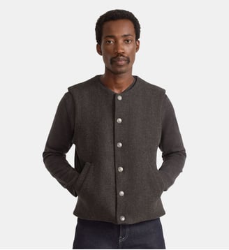 gilet en drap sergé - Agnès b. - Marron chine chocolat