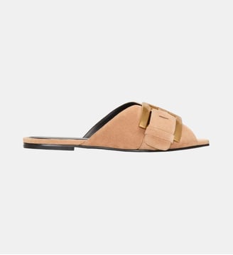 Mules Anthem plates en cuir suédé Balmain