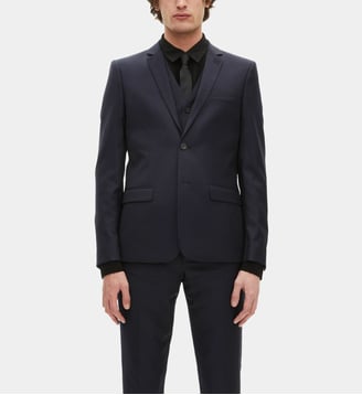 Veste de costume en laine coupe cintrée - The Kooples - Bleu marine