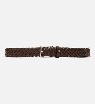 Ceinture Paris Paris tressée 30mm unisexe en cuir de veau - AMI Paris - Marron
