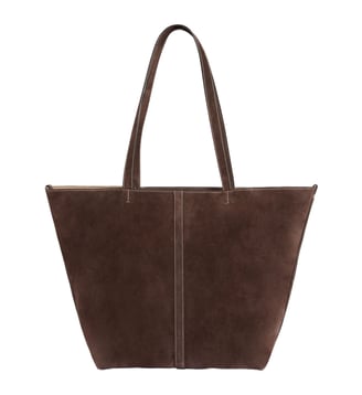 Grand sac cabas Daily en cuir velours - Vanessa Bruno - Marron foncé