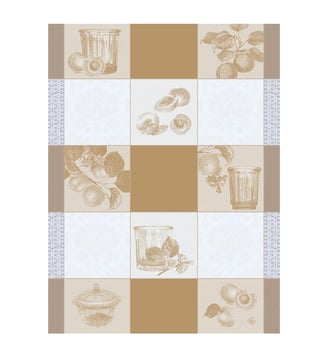Torchon Confitures Carreaux 100% coton - Le Jacquard Francais - Beige osier