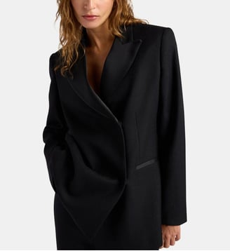 Veste lovelace en chevron de laine uni - Momonì - Noir