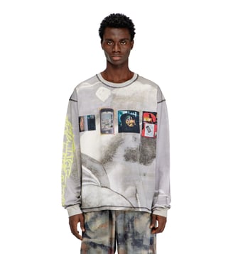 T-shirt à manches longues avec imprimé intégral et empiècements - Diesel - Gris