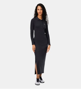 Robe slim fit col polo coton côtelé - Lacoste - Gris