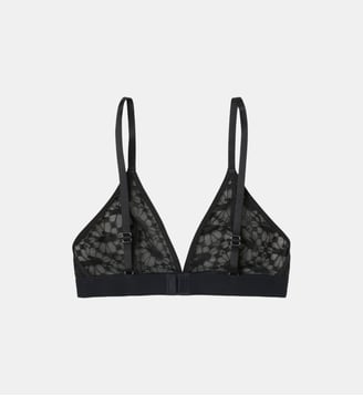 Brassière triangle dentelle siglée - Lacoste - Noir