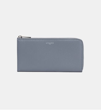 Compagnon zippé Emilie en cuir signature T - Le Tanneur - Bleu gris