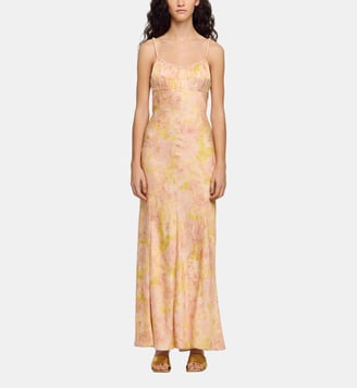 Robe longue imprimé fleur - Sandro - Rose vert
