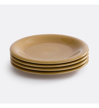 Lot de 4 assiettes plates, grès émaillé - La Redoute Interieurs - Moutarde