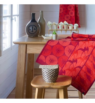 Torchon Yukata 100% coton - Le Jacquard Francais - Rouge torii