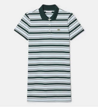 Robe polo rayée coton - Lacoste - Vert et bleu clair