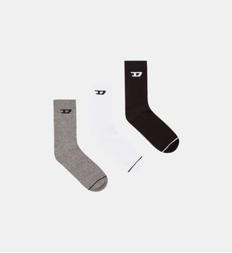 Lot de trois chaussettes côtelées avec logo D - Diesel - Gris