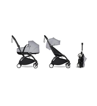 Poussette YOYO²  Nacelle et pack 6+ Stone - cadre noir - Stokke - Noir