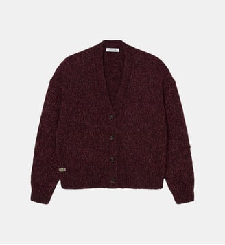 Cardigan maille moulinée laine - Lacoste - Bordeaux