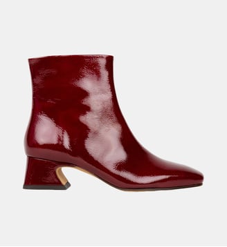 Boots Plates Eline Cuir Verni Froissé - Bobbies - Nebbiolo
