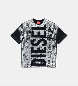 T-shirt avec logo sur le devant - Diesel Kids - Noir