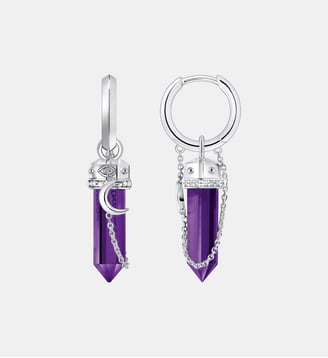 Créoles à breloque imitation améthyste - Thomas Sabo - Argent